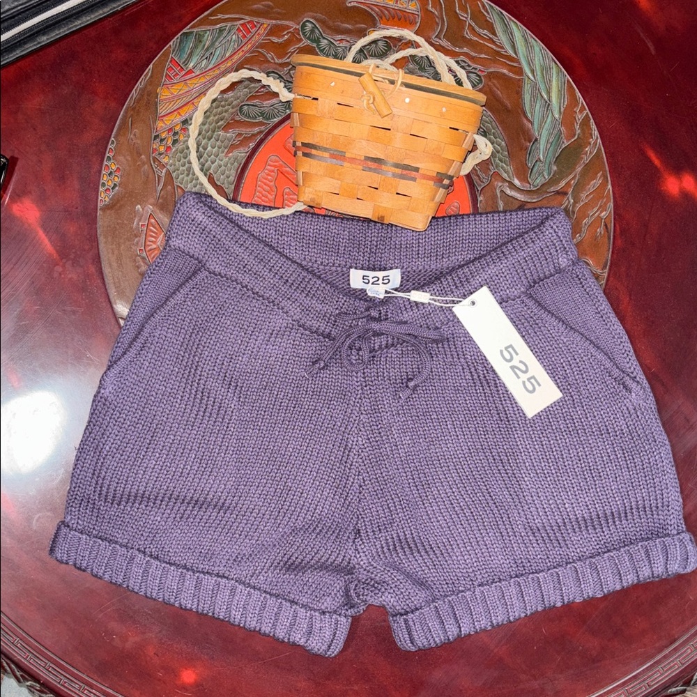 525 America Women's High Waist Knit Shorts in Purple